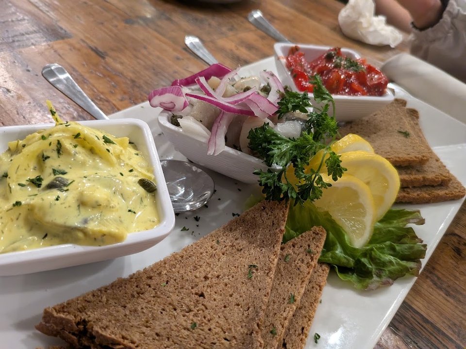 Menu page with Danish and American-style dishes.