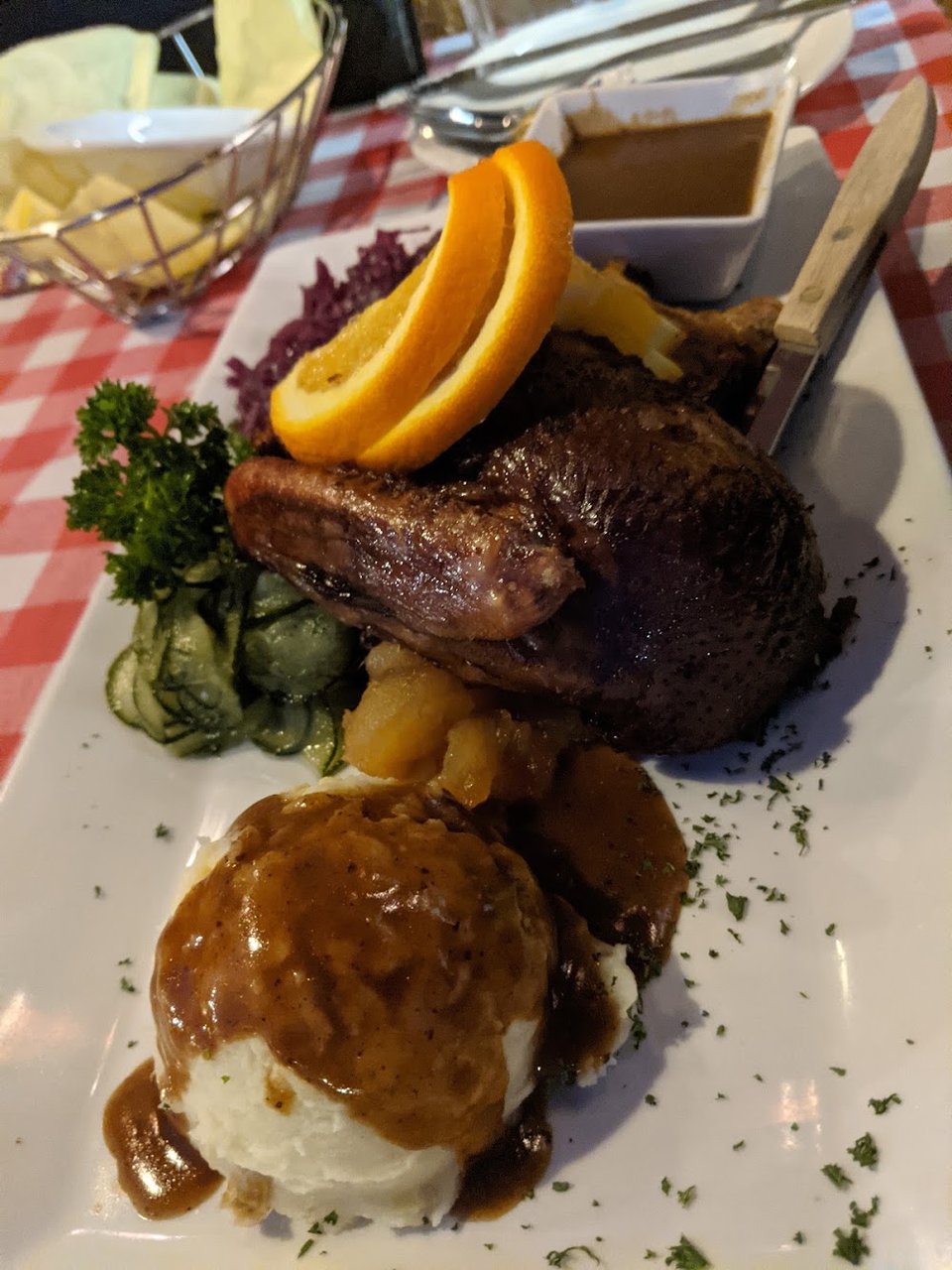 Restaurant menu with lunch, dinner, and beverages.