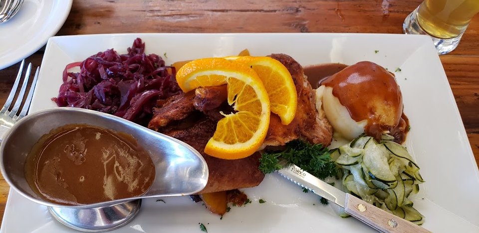 Menu layout showing comfort food and local specialty.